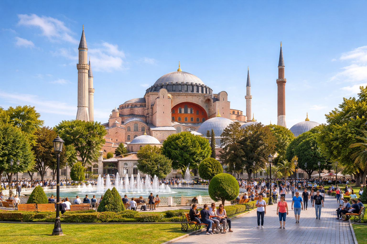 Hagia Sophia exterior view in Sultanahmet Istanbul
