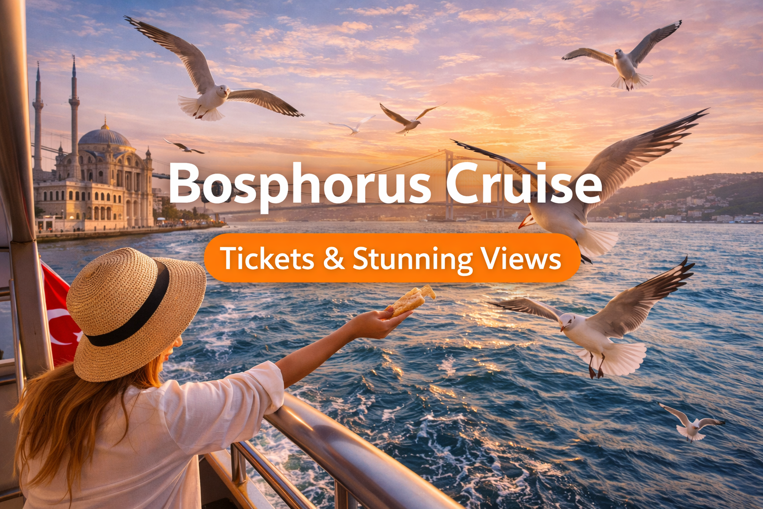 Bosphorus cruise experience with seagulls and panoramic Istanbul views
