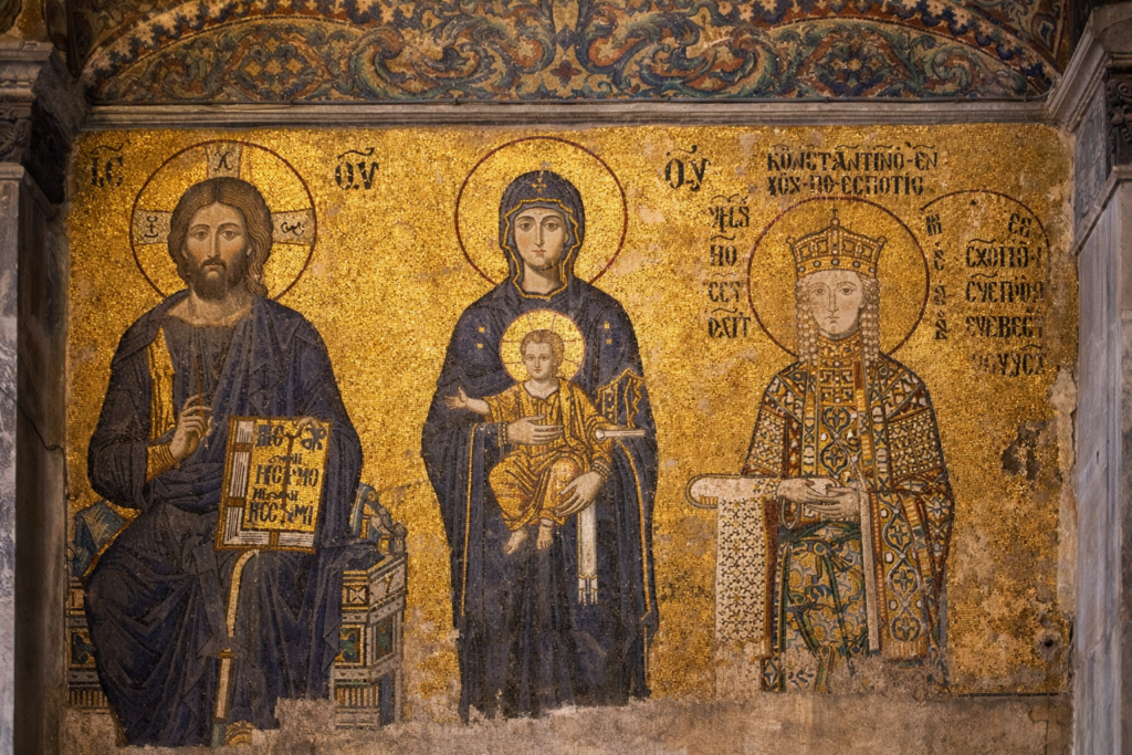 Byzantine mosaics inside Hagia Sophia.